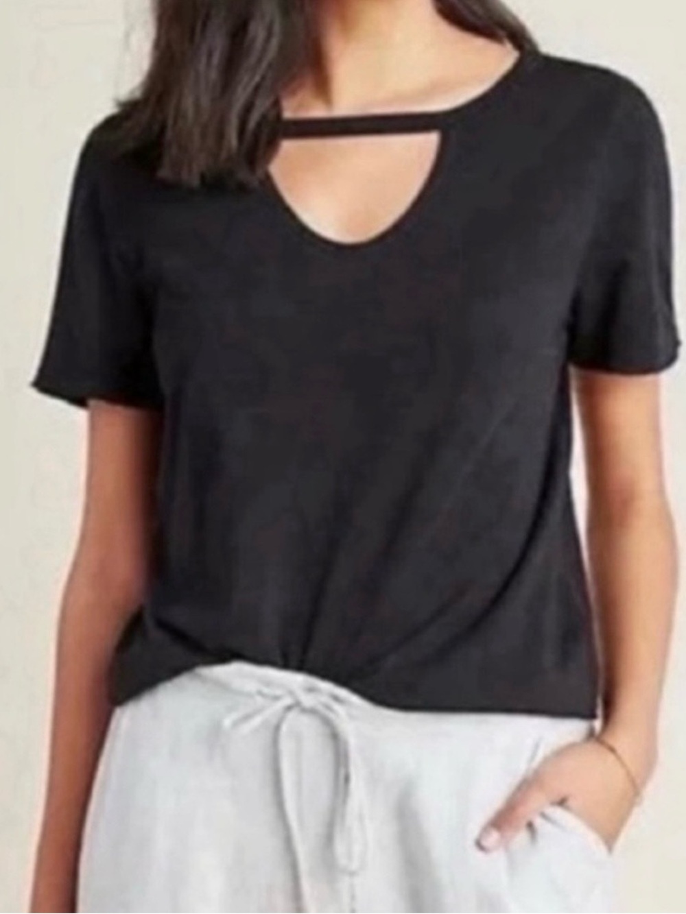 Anthropologie T.La Black Keyhole Tee